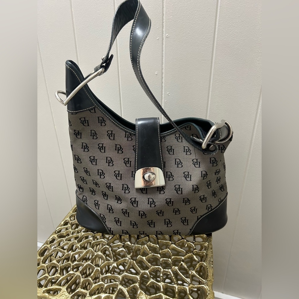 Dooney & Bourke Black and Gray Monogram Shoulder Bag